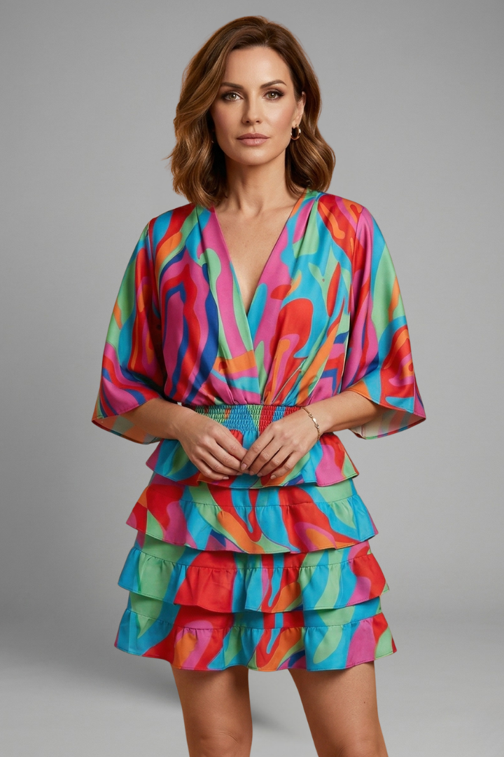 Mila | Women's Mini Dress | Wrap Front Ruffle Skirt