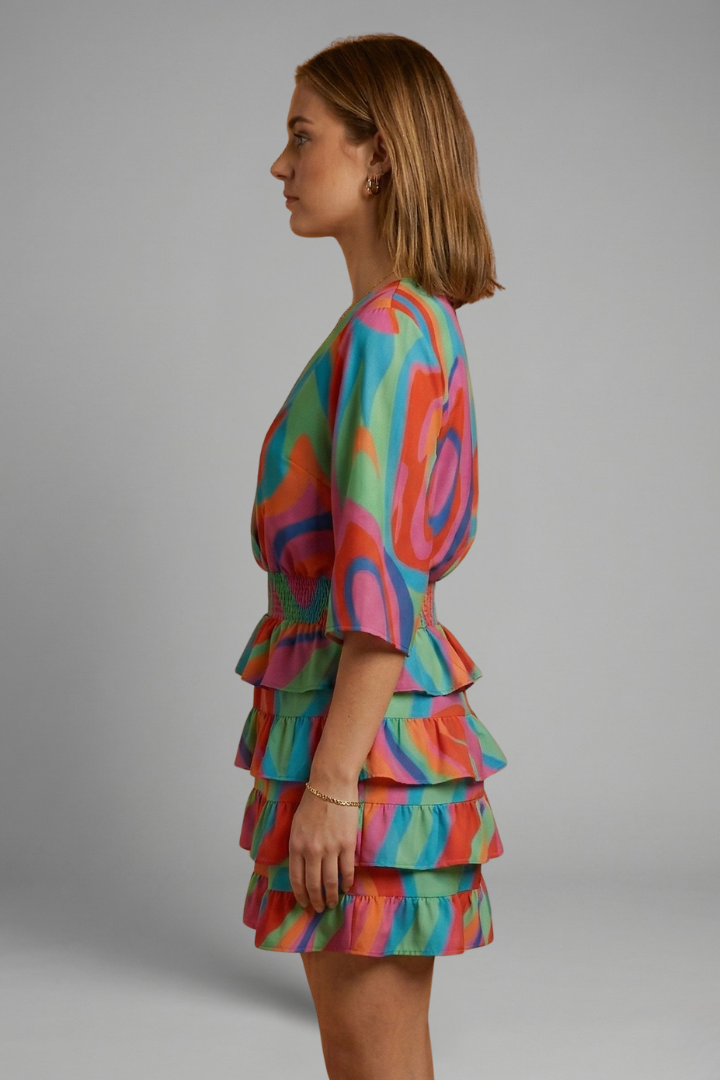 Mila | Women's Mini Dress | Wrap Front Ruffle Skirt