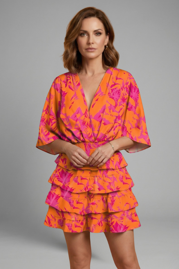 Mila | Women's Mini Dress | Wrap Front Ruffle Skirt