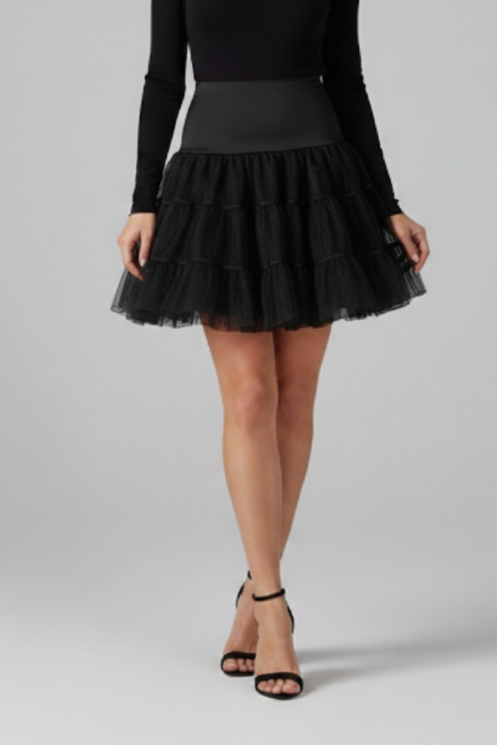 Gala | Women's Mini Skirt | Elastic Waist Tiered Mesh