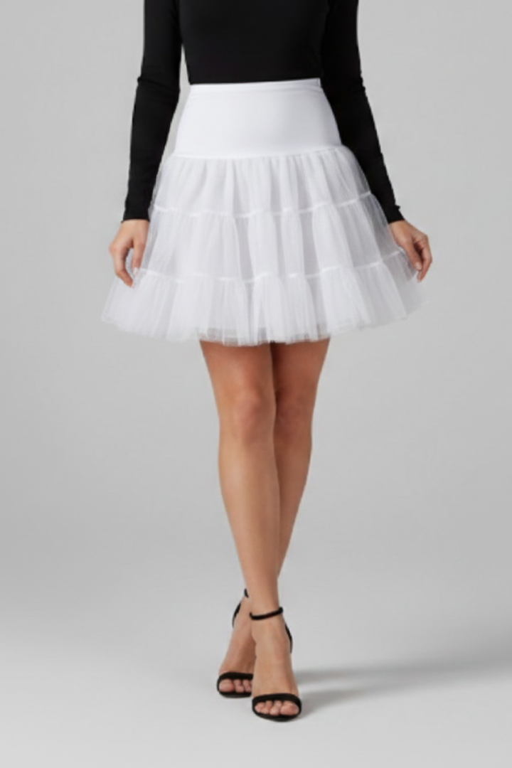 Gala | Women's Mini Skirt | Elastic Waist Tiered Mesh