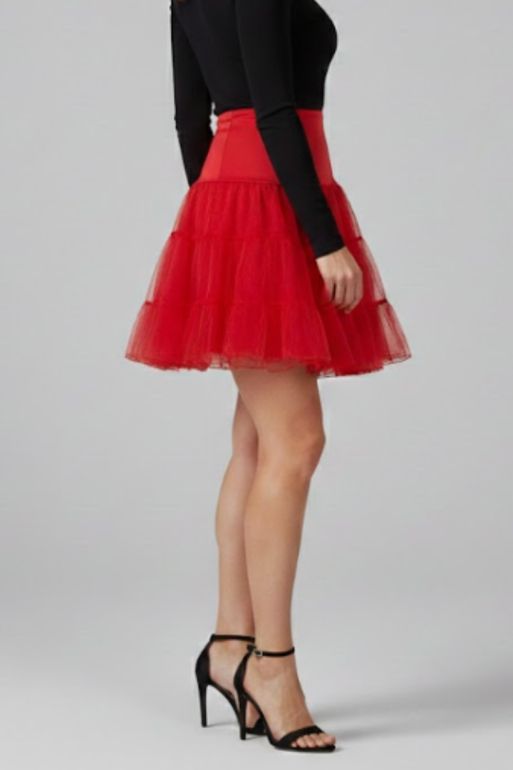 Gala | Women's Mini Skirt | Elastic Waist Tiered Mesh