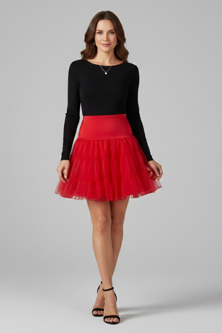 Gala | Women's Mini Skirt | Elastic Waist Tiered Mesh