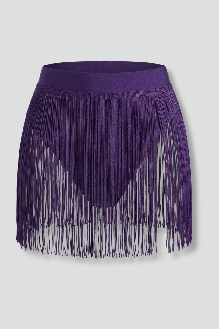 Pia | Women's Mini Skirt | High Waist Fringe Hem