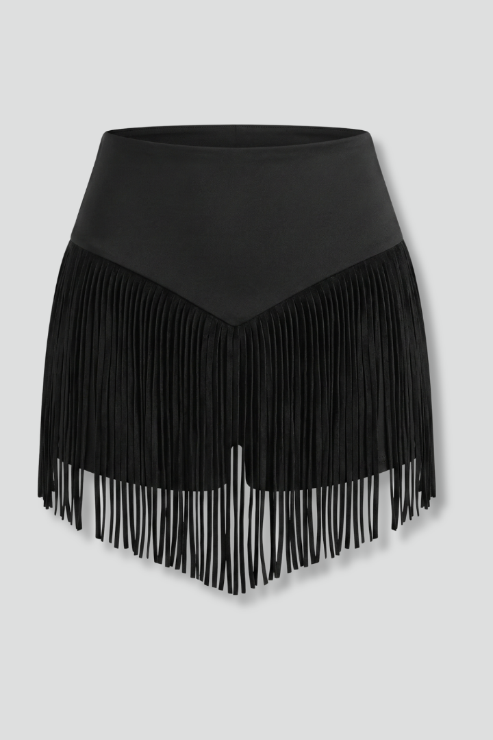 Mildburg | Women's Mini Skirt | High Waist Fringe Hem