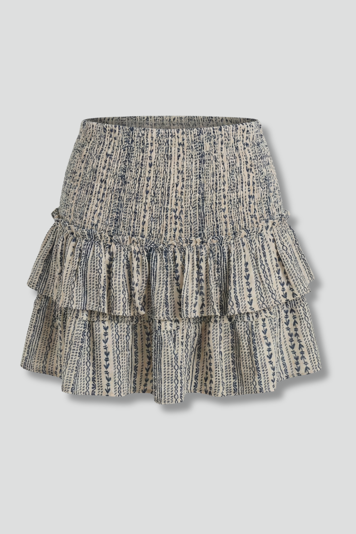 Flavia | Women's Mini Skirt | Shirred Waist Ruffle Layers