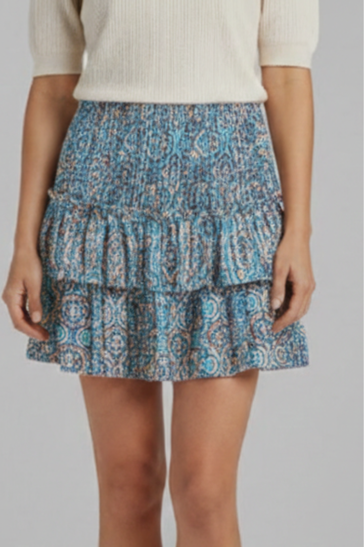 Flavia | Women's Mini Skirt | Shirred Waist Ruffle Layers