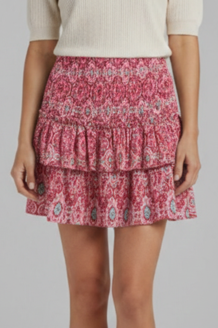 Flavia | Women's Mini Skirt | Shirred Waist Ruffle Layers