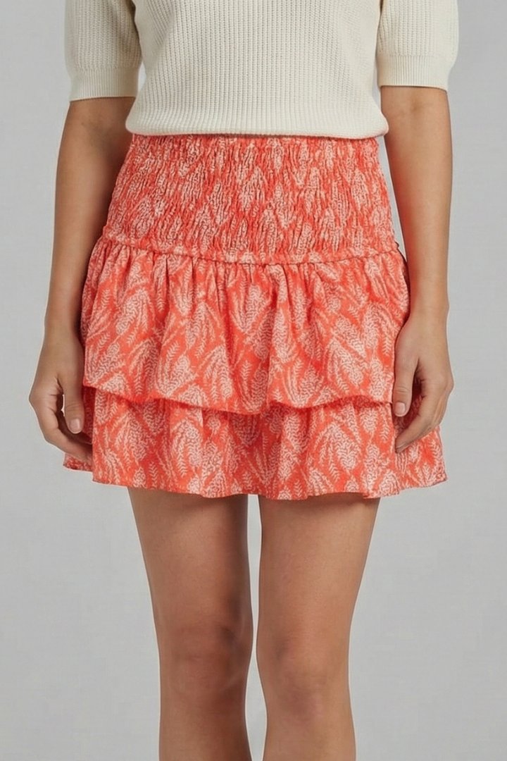 Flavia | Women's Mini Skirt | Shirred Waist Ruffle Layers