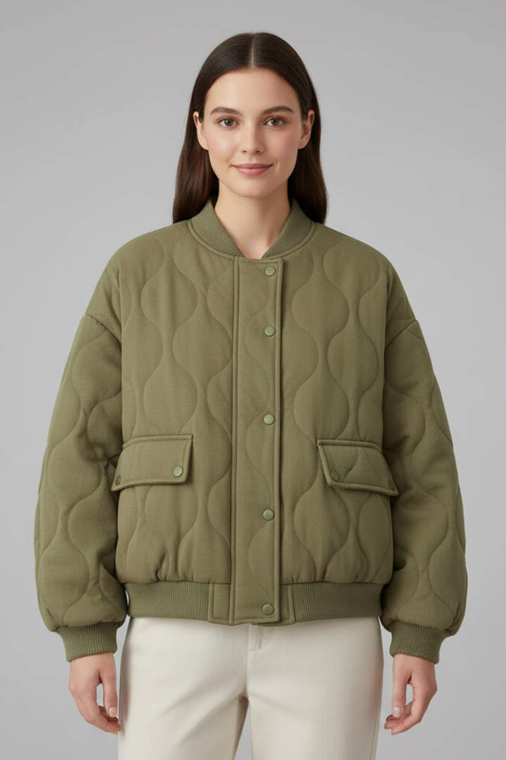 Unnur | Women's Oversized Quilted Jacket | Snap Closure