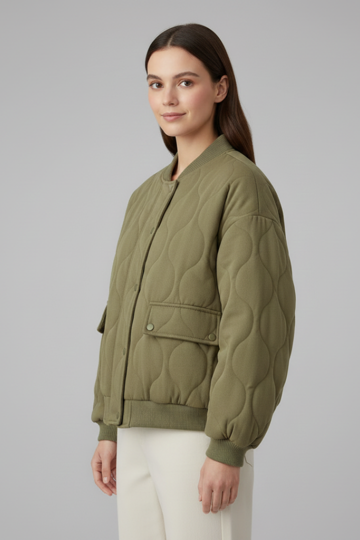 Unnur | Women's Oversized Quilted Jacket | Snap Closure