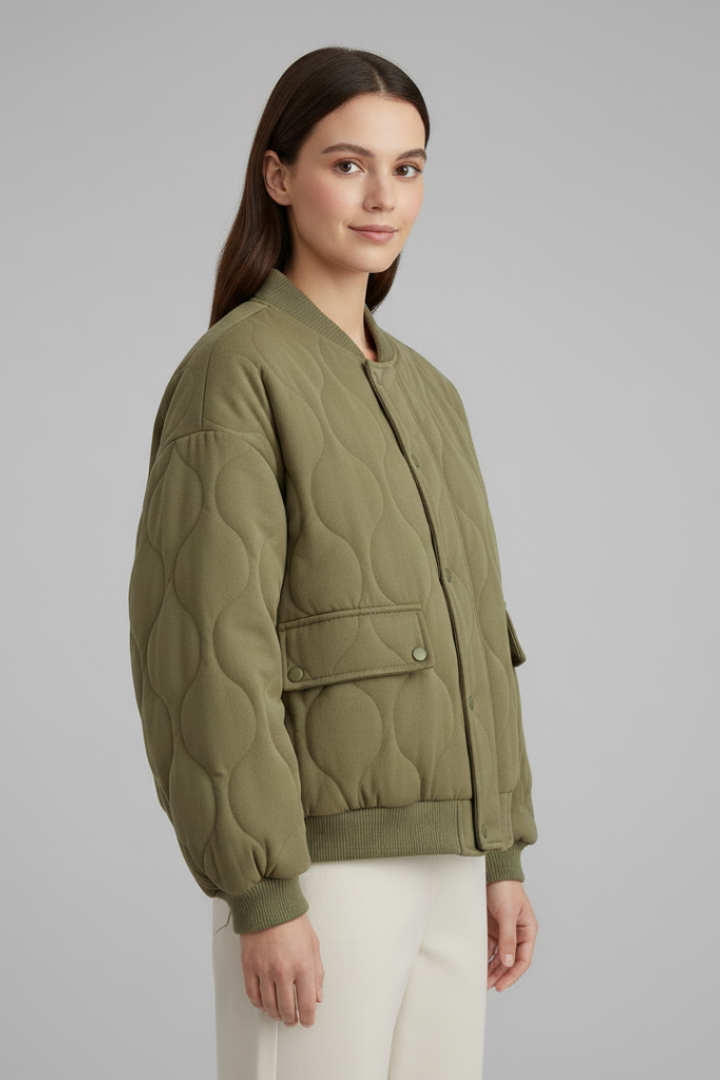 Unnur | Women's Oversized Quilted Jacket | Snap Closure