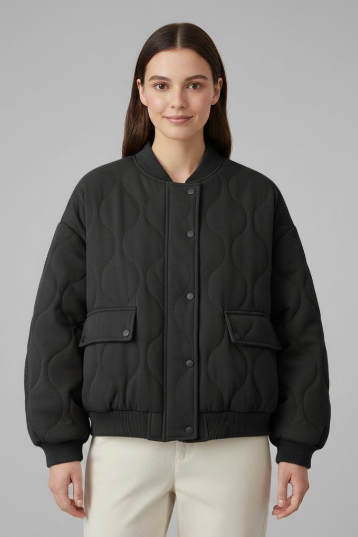 Unnur | Women's Oversized Quilted Jacket | Snap Closure