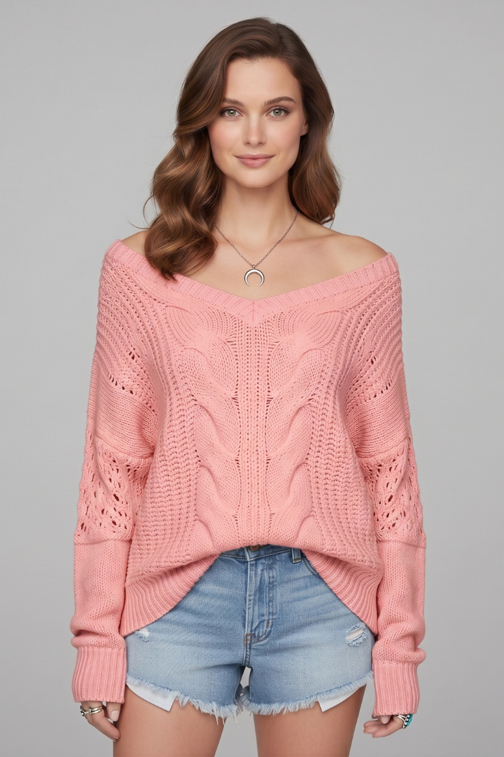 Lila | Women's Sweater | Oversized Long Sleeves Ribbed Cuffs