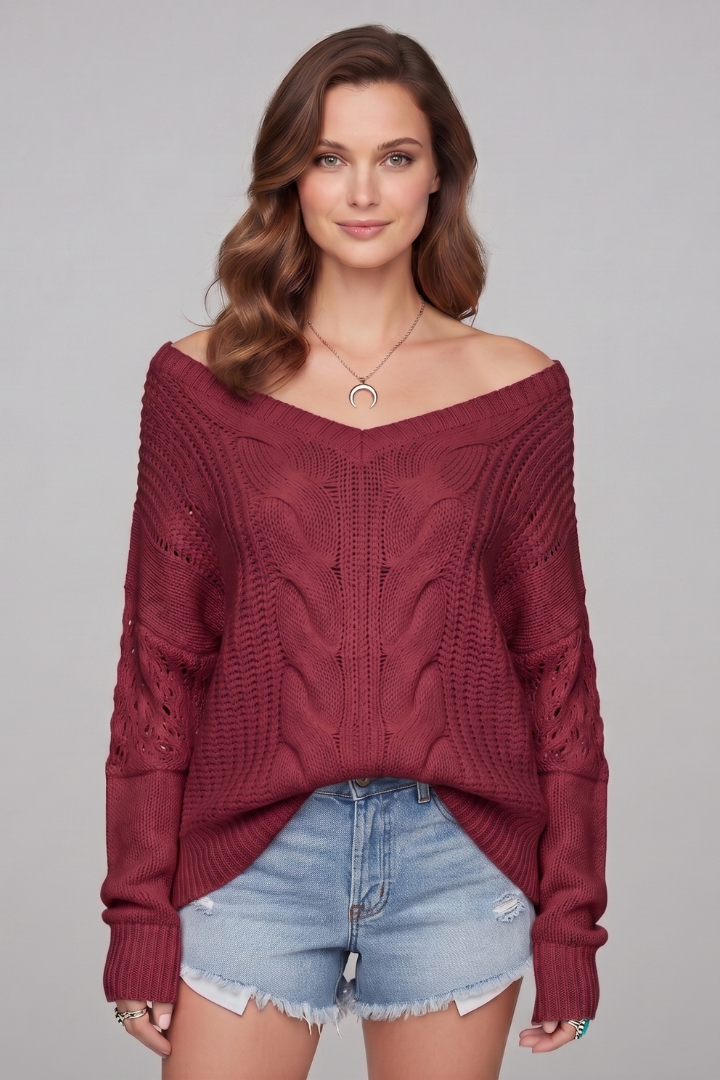 Lila | Women's Sweater | Oversized Long Sleeves Ribbed Cuffs