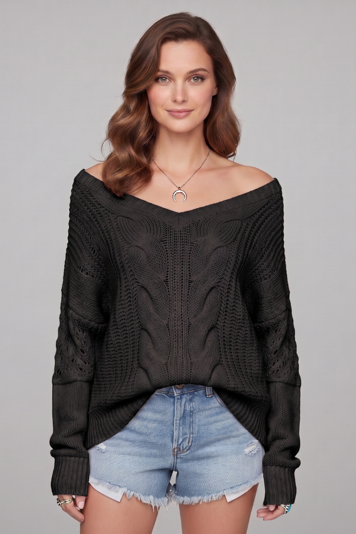 Lila | Women's Sweater | Oversized Long Sleeves Ribbed Cuffs