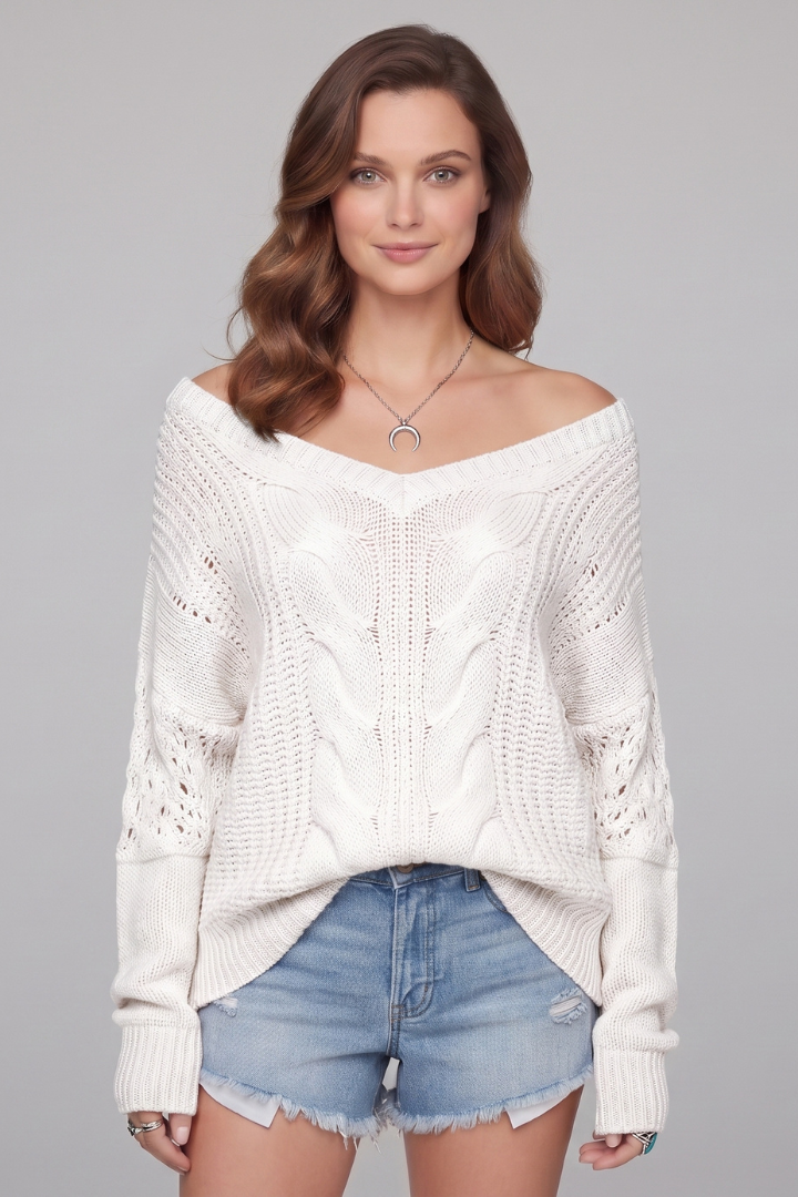 Lila | Women's Sweater | Oversized Long Sleeves Ribbed Cuffs