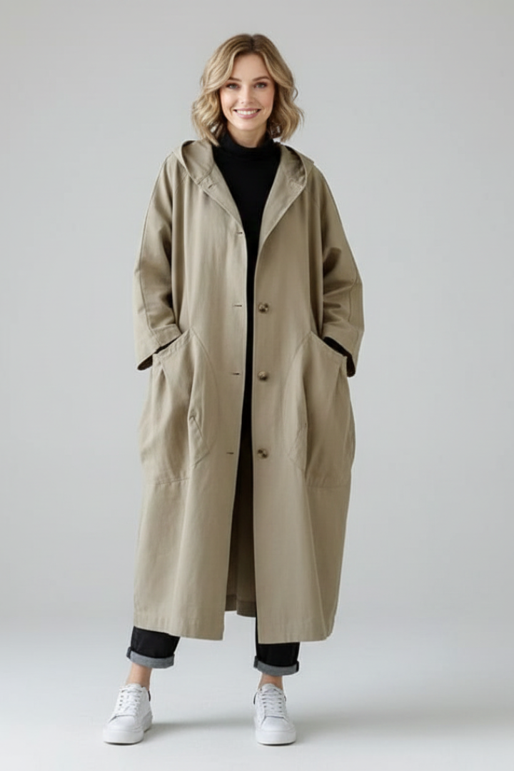 Althaia | Women's Oversized Trench Coat with Hood