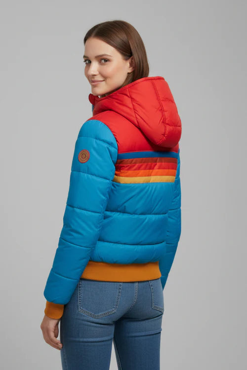 Hugeburc | Women's Padded Hooded Jacket | Striped Chest