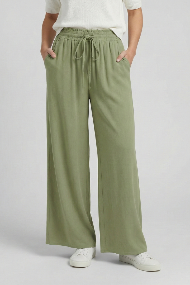 Ingrid | Women's Palazzo Trousers | Drawstring Waist Side Pockets