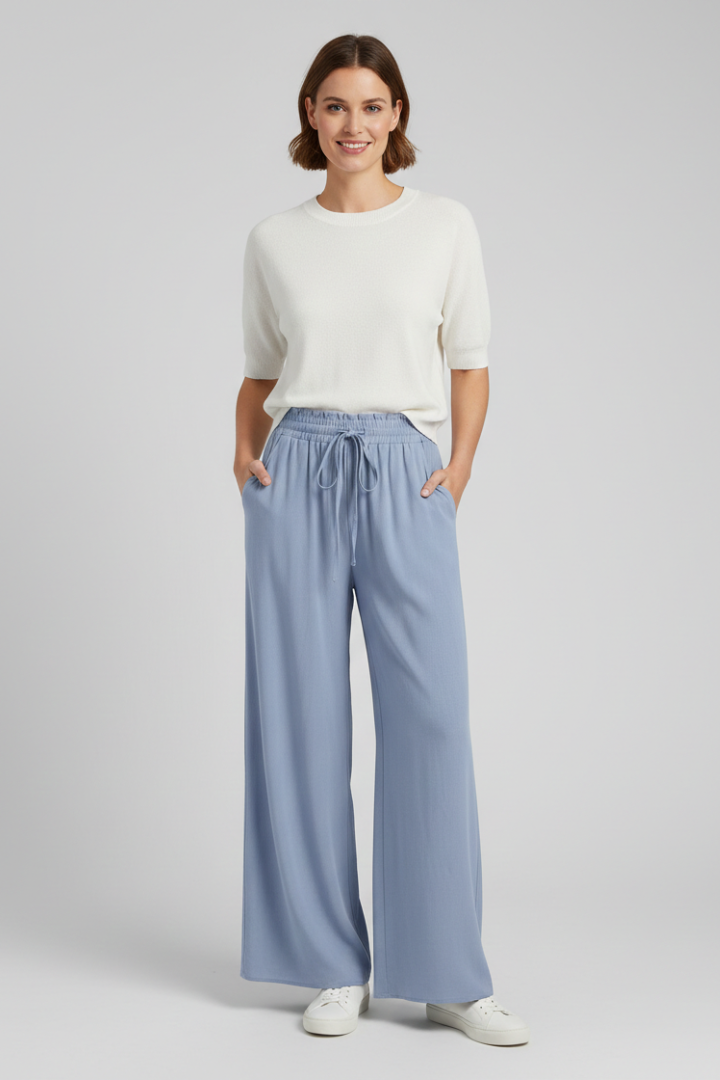 Ingrid | Women's Palazzo Trousers | Drawstring Waist Side Pockets