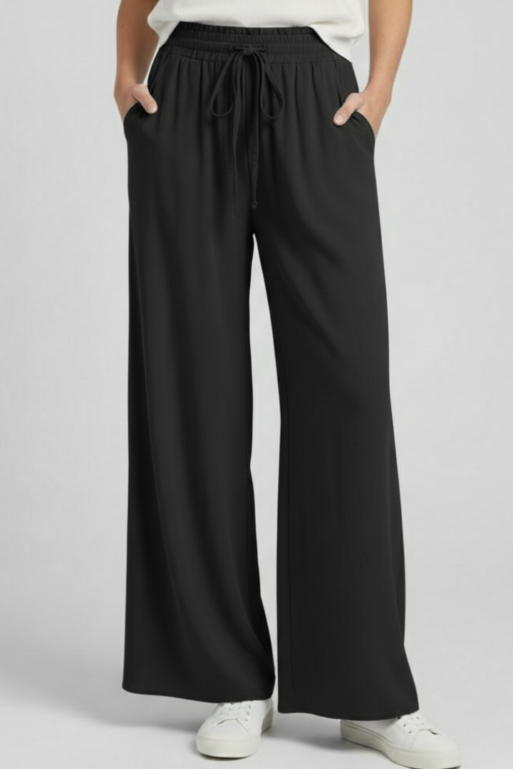 Ingrid | Women's Palazzo Trousers | Drawstring Waist Side Pockets