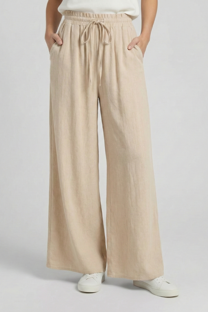 Ingrid | Women's Palazzo Trousers | Drawstring Waist Side Pockets