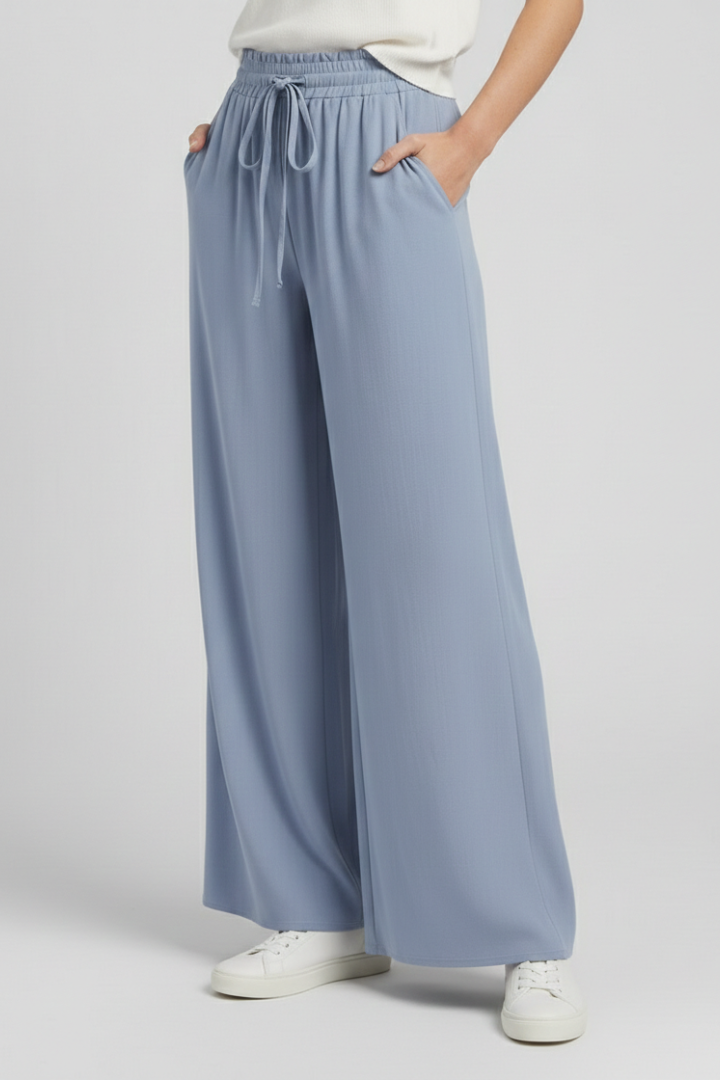 Ingrid | Women's Palazzo Trousers | Drawstring Waist Side Pockets