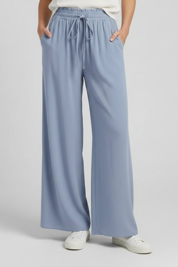 Ingrid | Women's Palazzo Trousers | Drawstring Waist Side Pockets