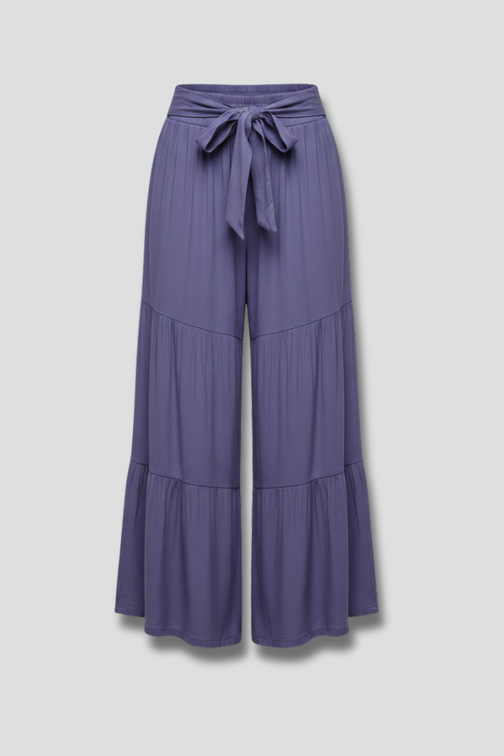 Wala | Women's Palazzo Trousers | Drawstring Waist Tiered Legs