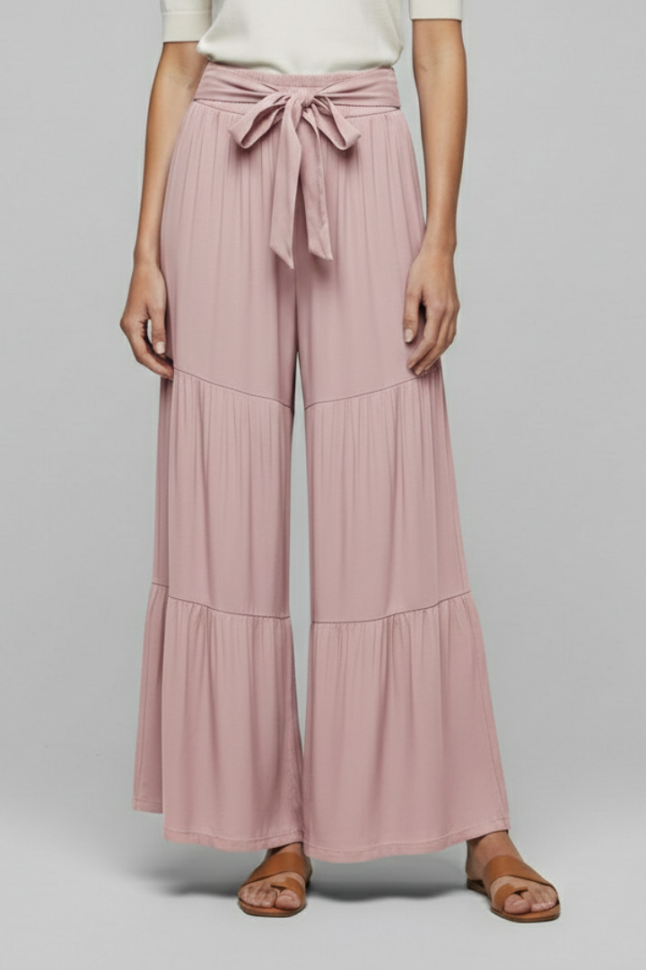 Wala | Women's Palazzo Trousers | Drawstring Waist Tiered Legs