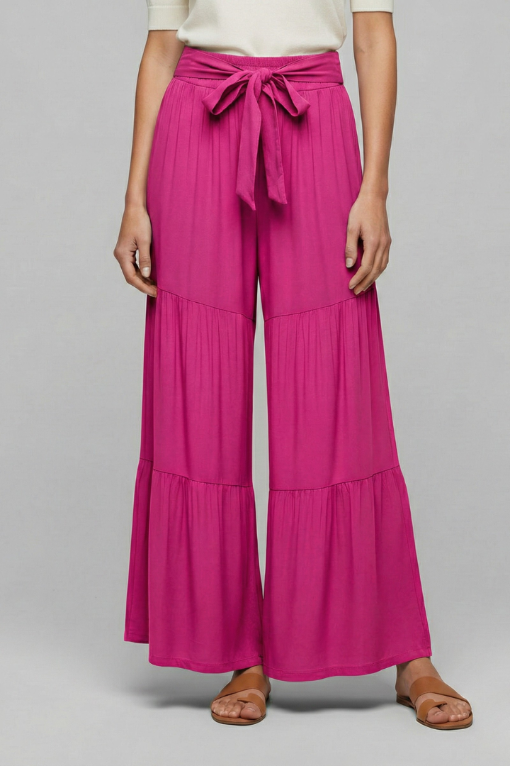 Wala | Women's Palazzo Trousers | Drawstring Waist Tiered Legs