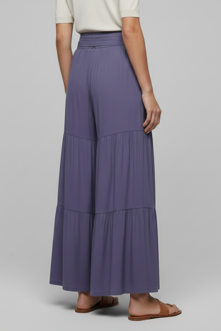 Wala | Women's Palazzo Trousers | Drawstring Waist Tiered Legs