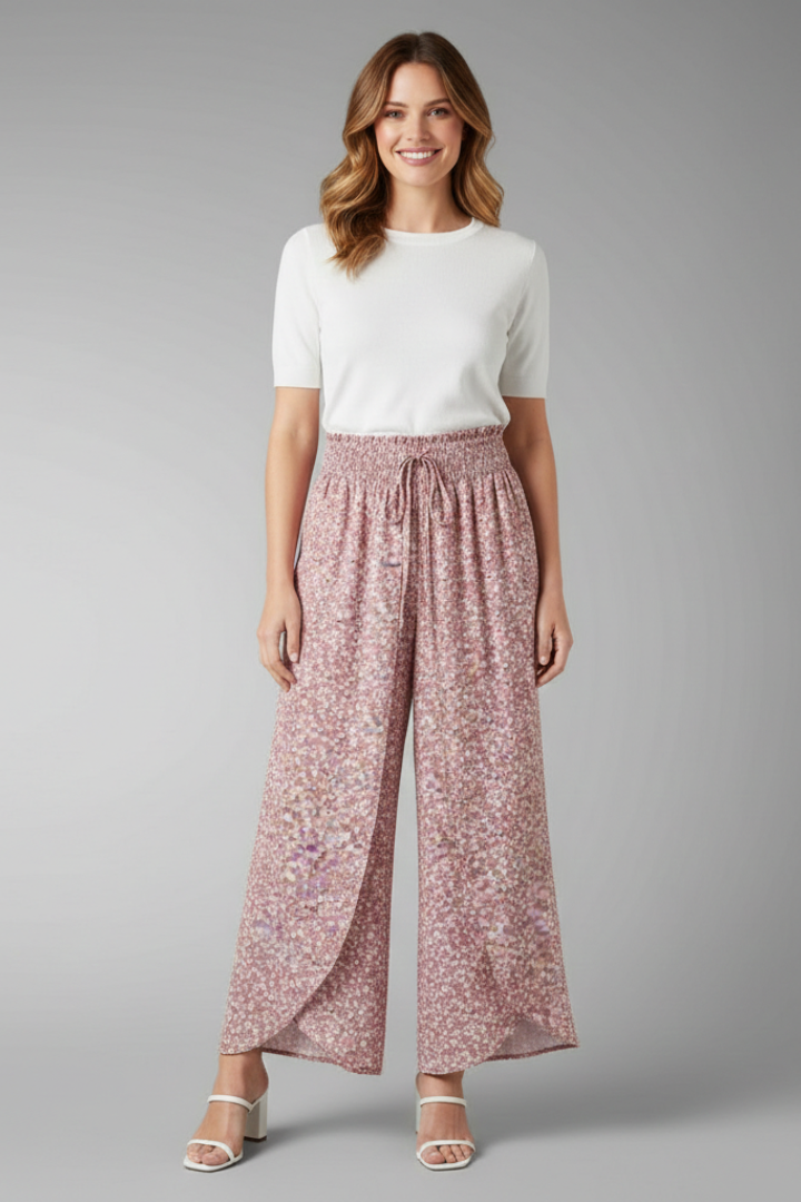 Cala | Women's Palazzo Trousers | Elastic Waist Patterned