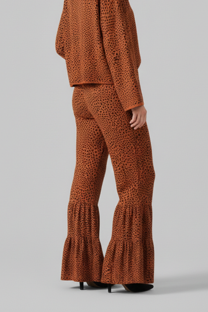 Awwa | Women's Palazzo Trousers | Elastic Waist Ruffle Hem