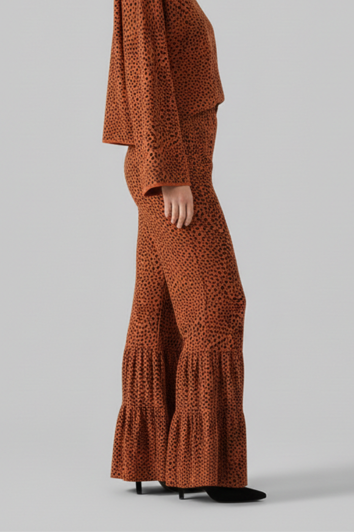 Awwa | Women's Palazzo Trousers | Elastic Waist Ruffle Hem