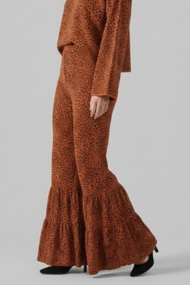 Awwa | Women's Palazzo Trousers | Elastic Waist Ruffle Hem