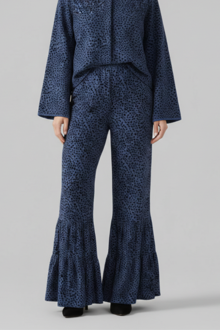 Awwa | Women's Palazzo Trousers | Elastic Waist Ruffle Hem