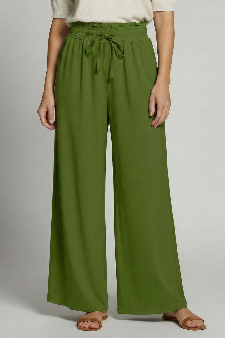 Frida | Women's Palazzo Trousers | Elastic Waist Side Pockets