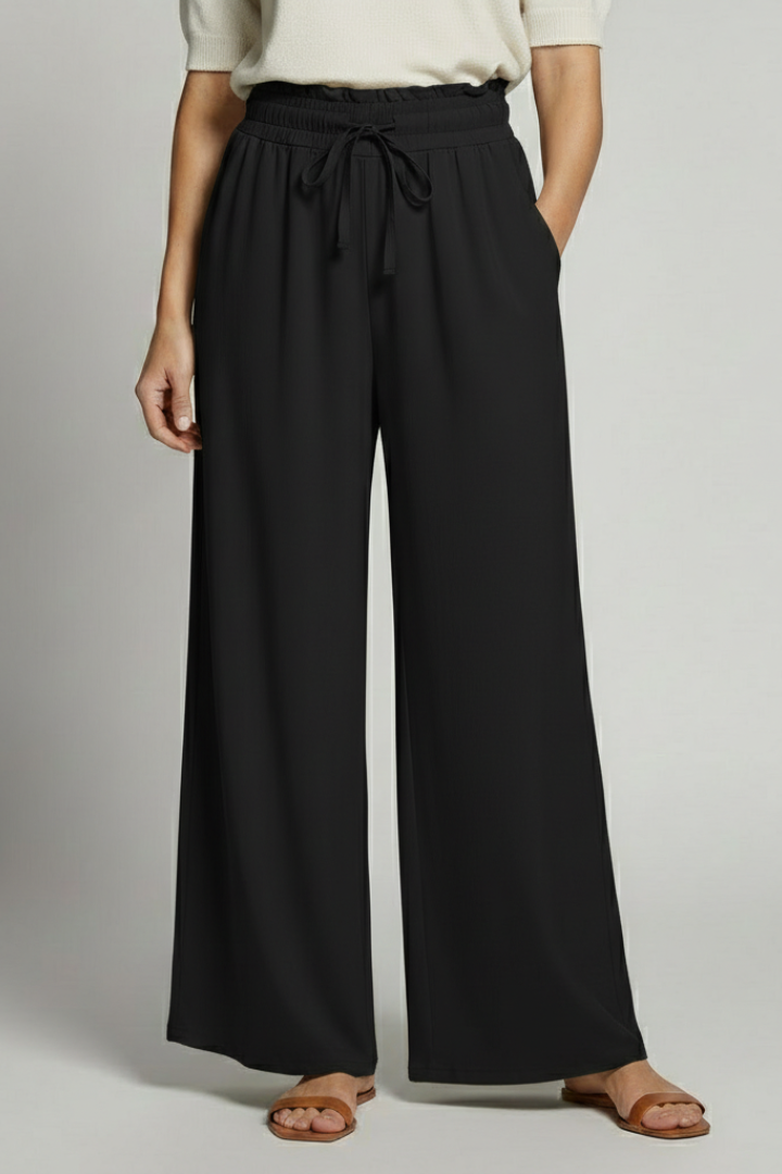 Frida | Women's Palazzo Trousers | Elastic Waist Side Pockets