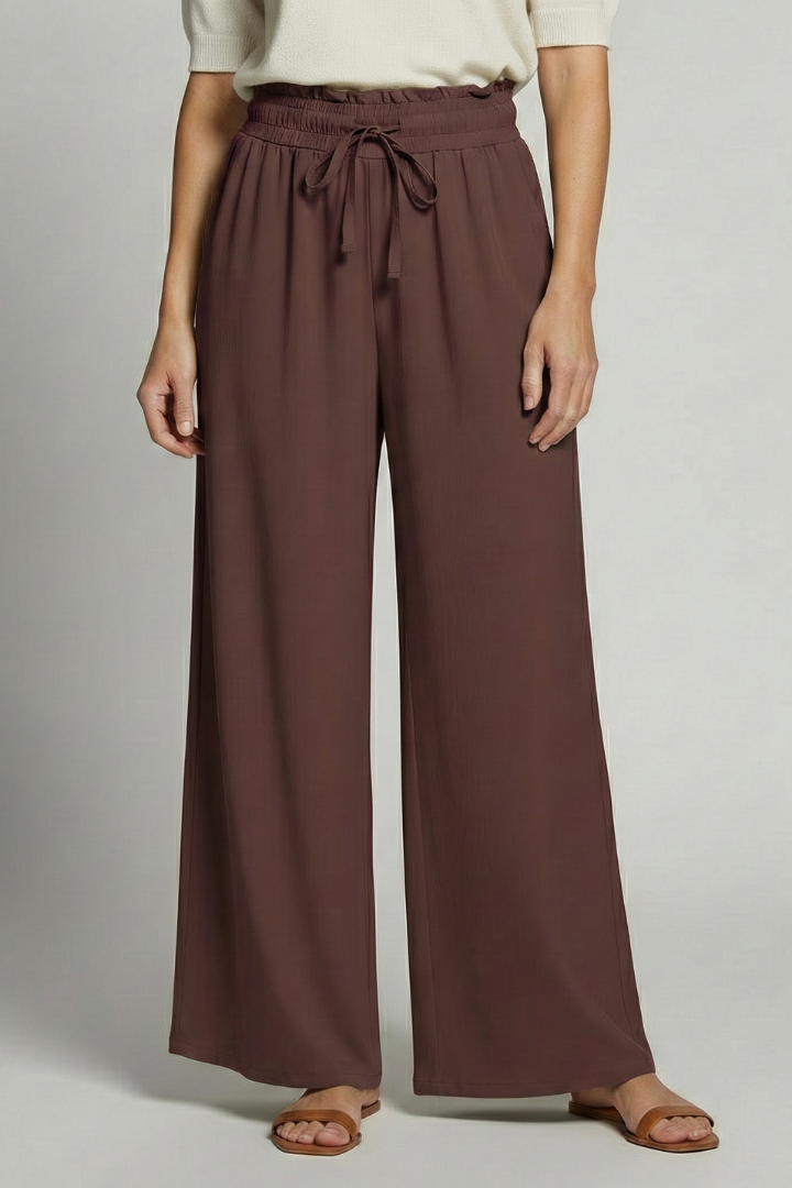 Frida | Women's Palazzo Trousers | Elastic Waist Side Pockets