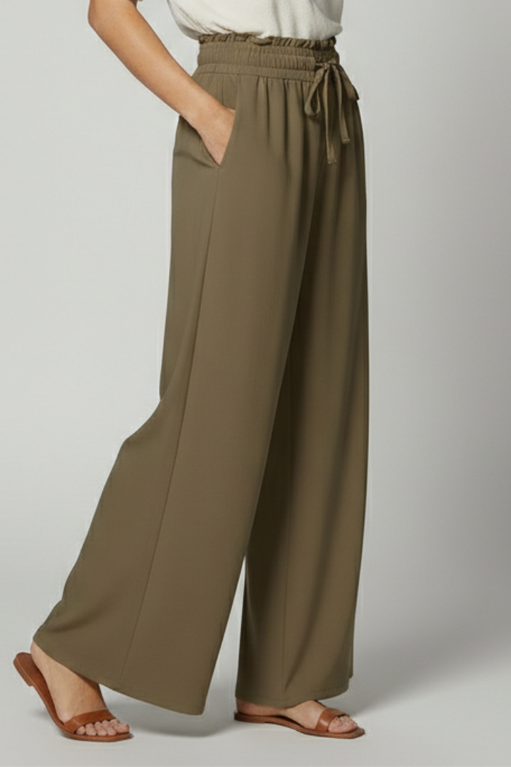 Frida | Women's Palazzo Trousers | Elastic Waist Side Pockets