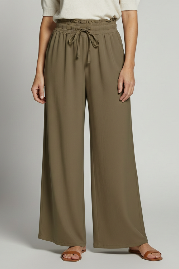 Frida | Women's Palazzo Trousers | Elastic Waist Side Pockets