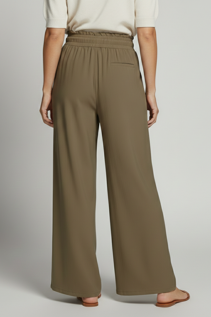 Frida | Women's Palazzo Trousers | Elastic Waist Side Pockets