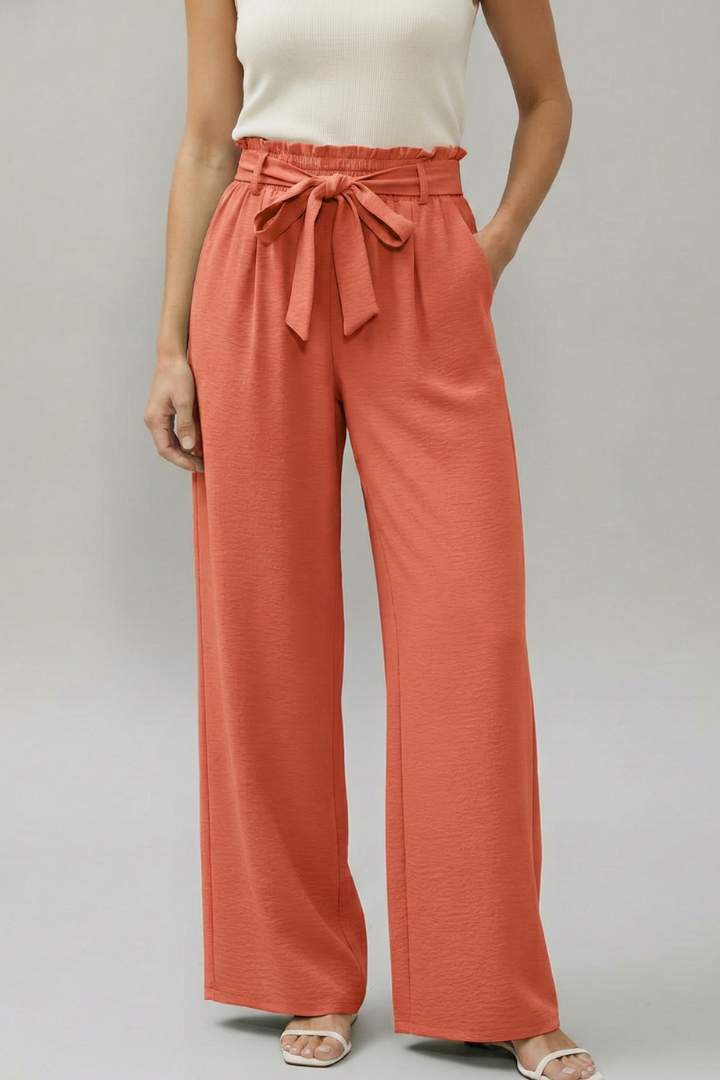 Yala | Women's Palazzo Trousers | Elastic Waist Tie Belt