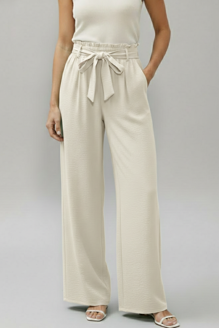 Yala | Women's Palazzo Trousers | Elastic Waist Tie Belt