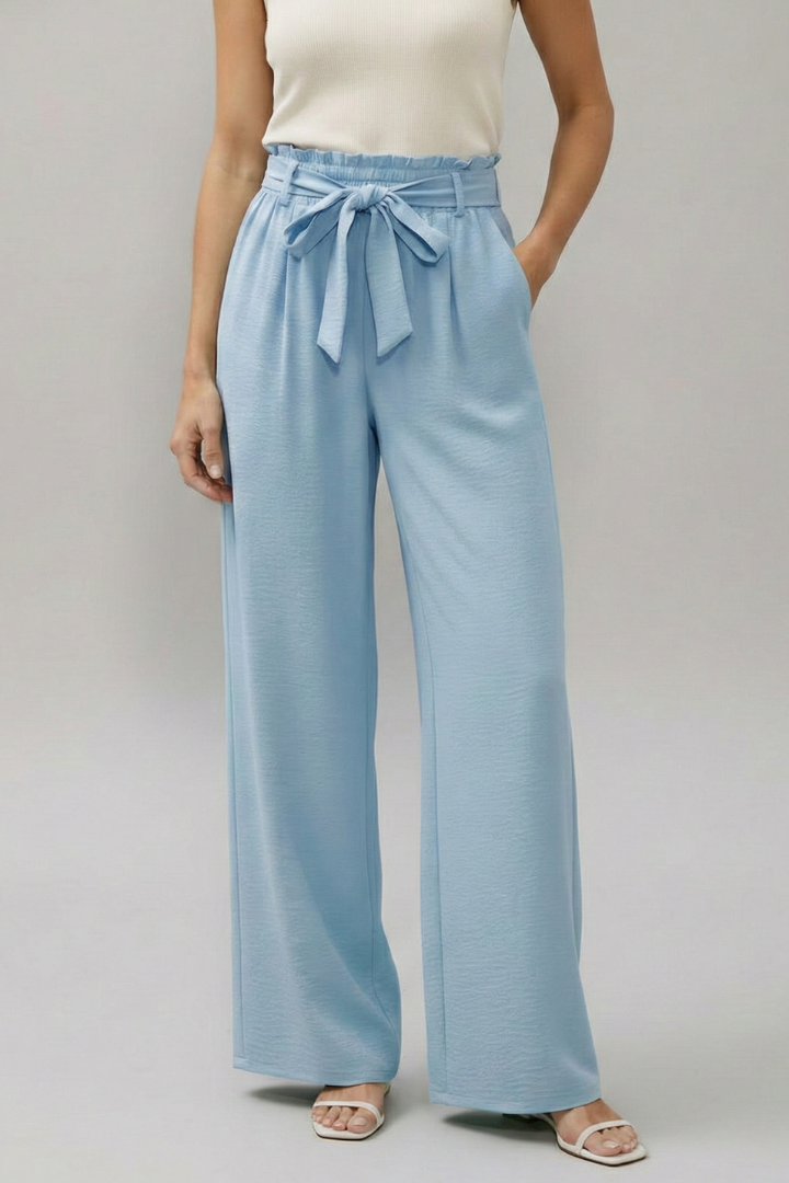 Yala | Women's Palazzo Trousers | Elastic Waist Tie Belt