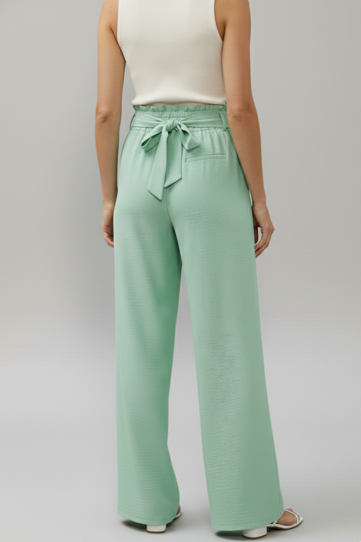 Yala | Women's Palazzo Trousers | Elastic Waist Tie Belt