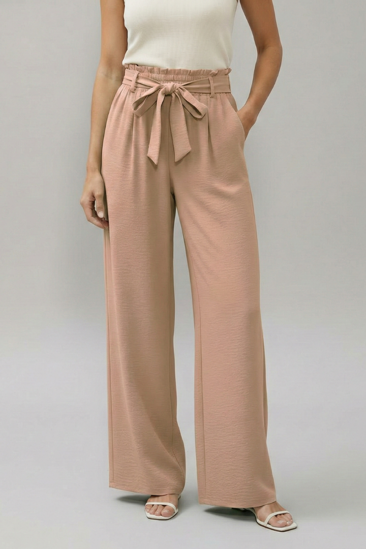Yala | Women's Palazzo Trousers | Elastic Waist Tie Belt