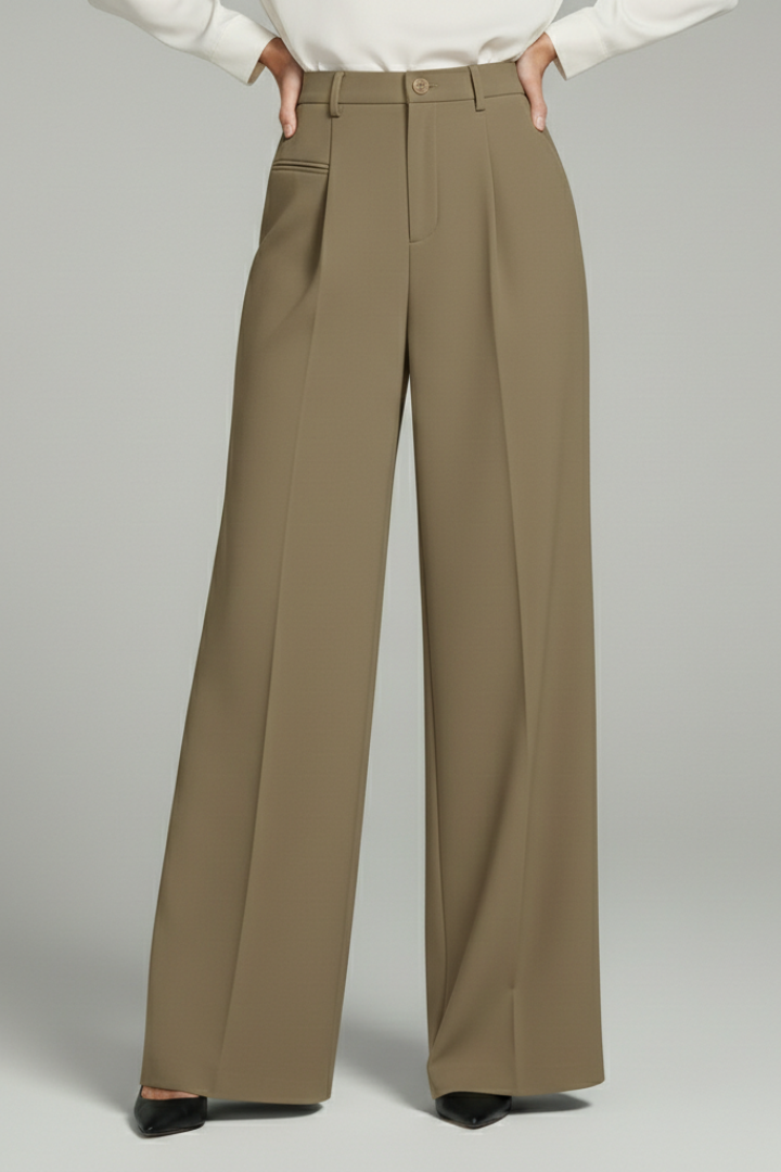 Zosia | Women's Palazzo Trousers | Front Pleats Back Pockets